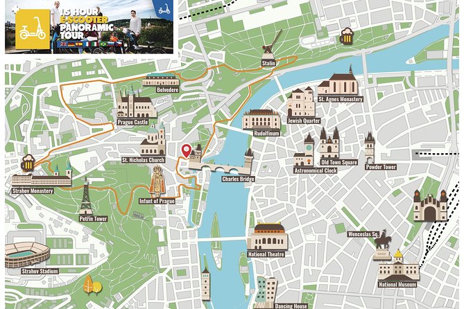 1.5h Prague E-Scooter Panoramic Tour small-group with PragueWay - Charles Bridge: statues, legends, and the reality of crowds