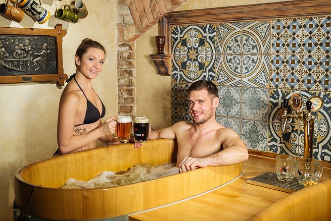 Beer bath Spa for 2 people/ 1 tub - 1,5 hour Activity in Prague - Your One-Hour Flow: Whirlpool Jets, Beer Taps, and Haystack Chilling