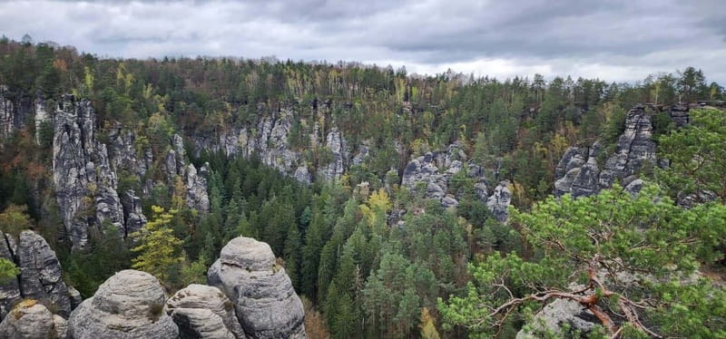 Day trip from Prague to Bohemian and Saxon Switzerland - From Prague pickup to Bastei: the first big views of the day