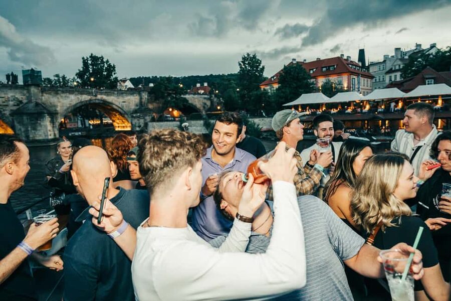 Drunken Monkey Prague Boat Party Open Bar to Duplex Club - What You’re Really Buying: sunset cruising plus a real club plan