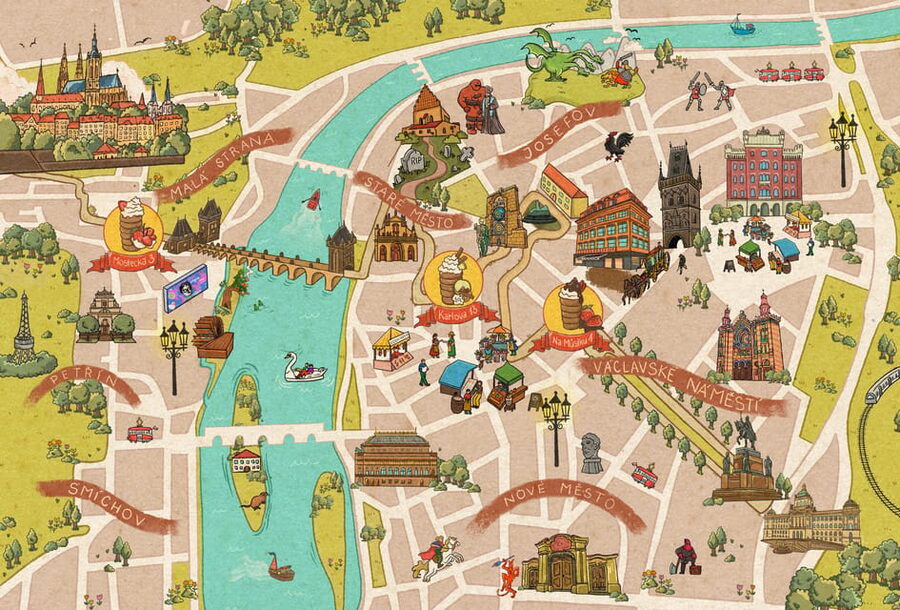 Explore Prague with our chimney cake Prague trail! - Your route: Wenceslas Square to Prague Castle, with 3 checkpoints