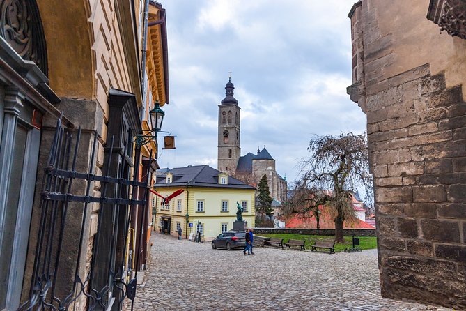 Kutná Hora Medieval Town in Vintage Cabrio car - GASK in a Jesuit college: modern art inside old walls