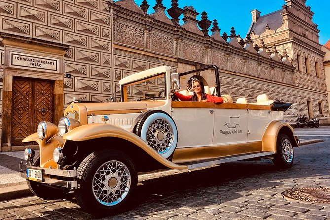 Kutná Hora Medieval Town in Vintage Cabrio car - St. Barbara’s Cathedral: Gothic grandeur built on silver