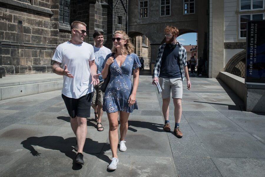 Prague: Castle Grounds & Highlights Walking Tour small-group - St. Vitus Cathedral: ornate towers plus what you can see inside