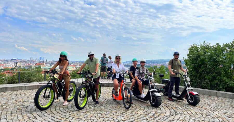 Prague: City Viewpoints Tour by Electric Fat Bike - Letná Hill: 6-bridges viewpoint and the giant metronome photo stop