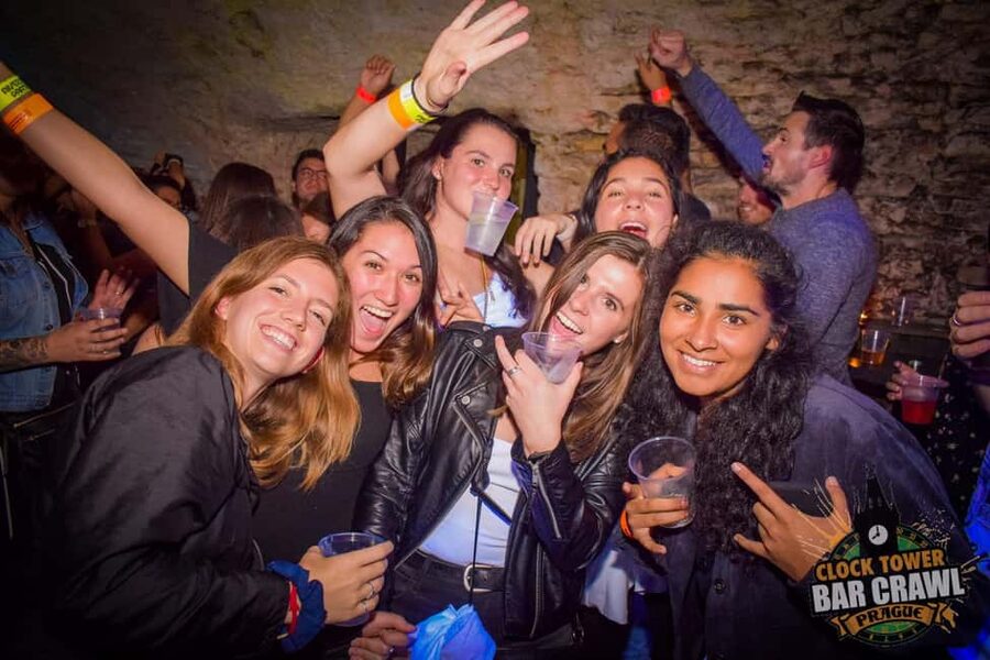 Prague: Clock Tower Bar Crawl ending at the BIGGEST CLUB - Welcome Shots and Bar Hops: What the Middle of the Night Feels Like