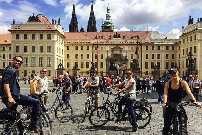 Prague E-Bike Tour - Stunning Viewpoints (small group) - Petrín hillside views: cable cars, Petrin Tower, and a dramatic city scan