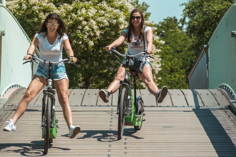 Prague: E-Scooter HUGO Bike Rental - The one-second trick: riding, then becoming a pedestrian
