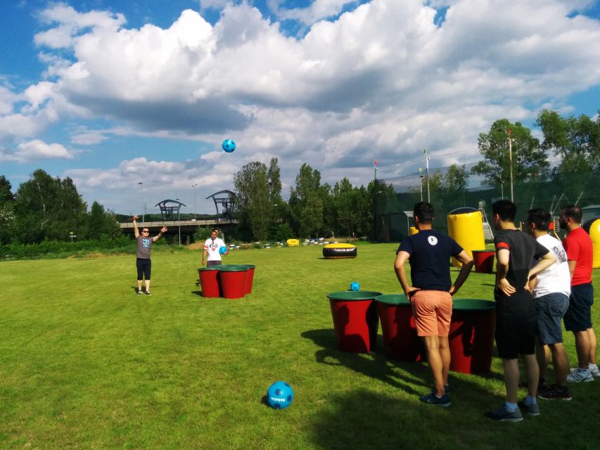 Prague : Giant Foot Darts and Giant Beer Pong Game - Logistics that make or break group fun in Prague