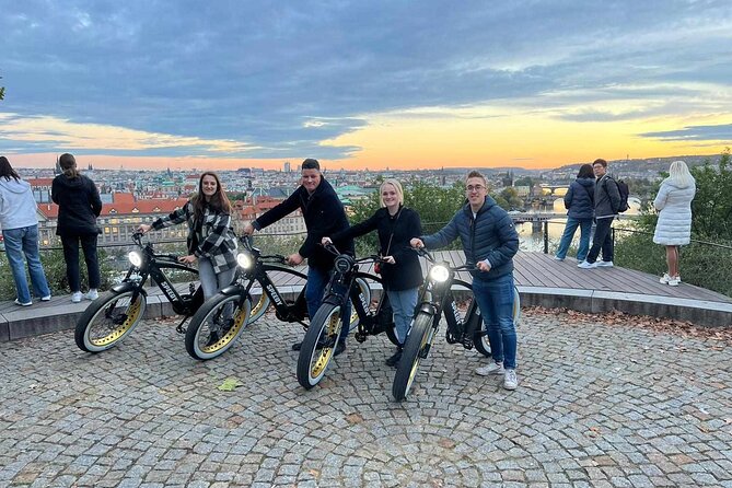 Prague on Stylish Retro styled E-Bike - Viewpoints & Sightseeing - Charles Bridge on the bike, plus Kafka Museum and Rudolfinum exteriors