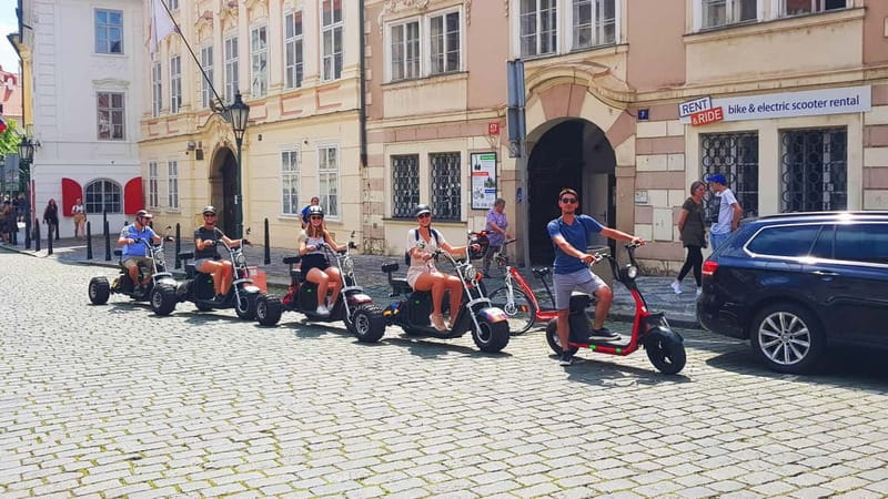 Prague: Panoramic Viewpoints Guided Electric Tricycle Tour - Meeting at Euro Segway Prague Tours and getting ready to roll