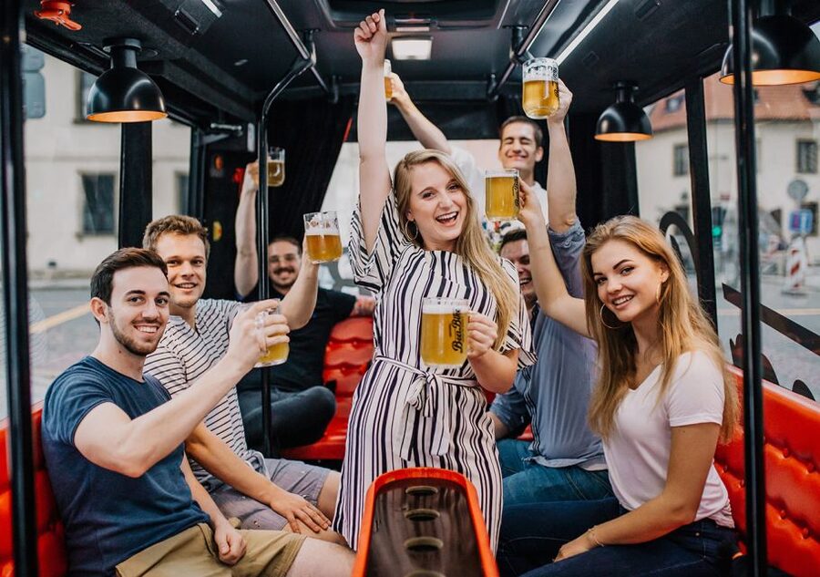 Prague: Party Beer Bus - The Ride Experience: Draft Beer, Your Music, and a Live Host