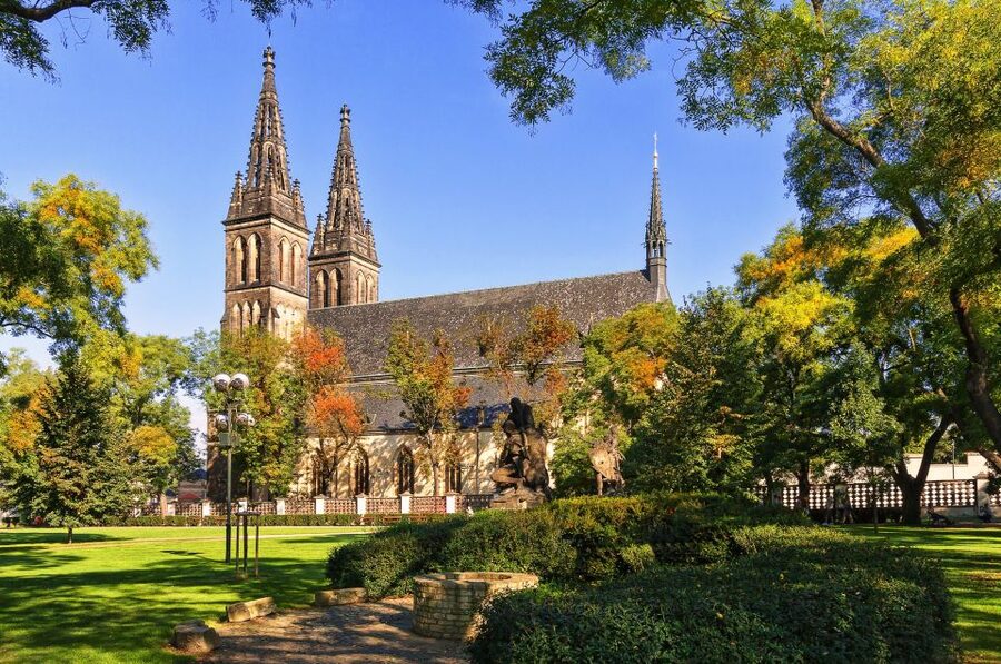 Prague: Private tour to the historic fortress of Vyšehrad - St. Peter and St. Paul Basilica: Neo-Gothic, Stained Glass, and Real Atmosphere