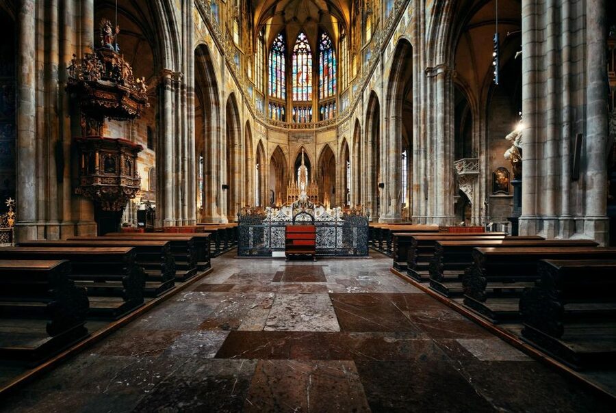 Prague Royal Castle, St Vitus, Golden Lane Tour with Tickets - St. Vitus Cathedral: stained glass, Wenceslas Chapel, crypts, and Crown Chamber