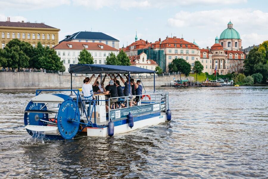 Prague: Swimming Beer Bike on A Cycle Boat - Weather reality: rain or shine, so dress like you’re on the water